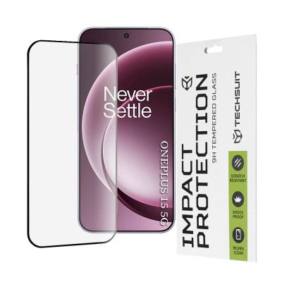 ERBORD Techsuit Γυαλί προστασίας 9H 111D Full Cover Glue Glass, 3D Curved 0.3MM για OnePlus 15 - ΜΑΥΡΟ - KF2359721