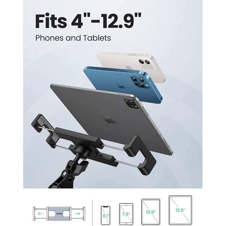UGREEN UNIVERSAL Long Flexible βάση στήριξης με κλιπ Aλουμινίου για SmartPhones και Tablets 4"-12.9" - ΜΑΥΡΟ - LP142