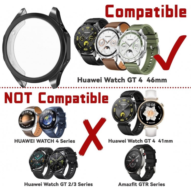 Θήκη ERBORD DEFENSE Frame για Huawei Watch GT 4 46MM + ΓΥΑΛΙ ΠΡΟΣΤΑΣΙΑΣ - ΜΑΥΡΟ