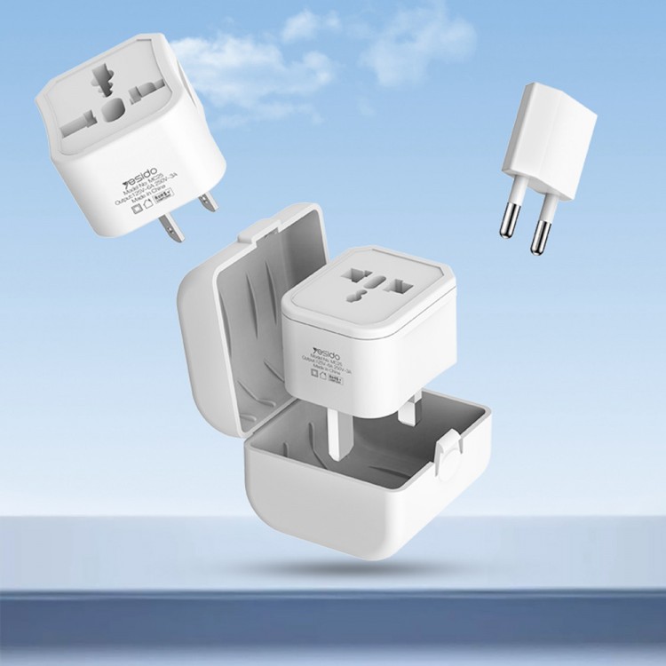 Yesido Travel Adapter Plug (MC25) Αντάπτορας Πρίζας Universal, AC για CN/US/EU/UK, 750W - ΛΕΥΚΟ - KF2320735