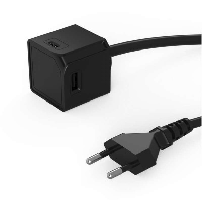 ALLOCACOC EU Power Cube 1.5M USBcube Extended USB A, Πολύπριζο 4xUSB-A – Μαύρο – 10464BK/EUEUMC