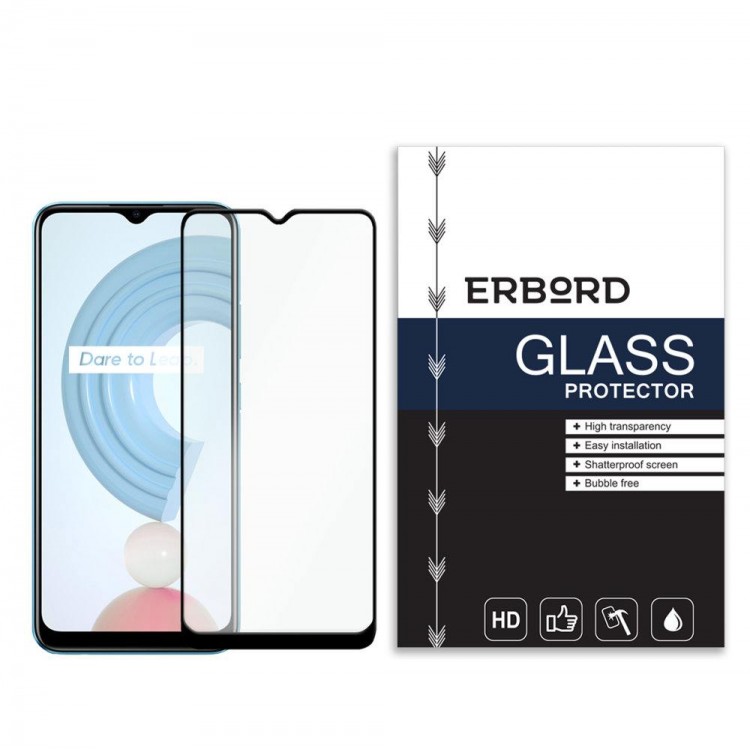 ERBORD 3D GLASS Γυαλί προστασίας 9H 0.3MM για Realme C21 - ΜΑΥΡΟ