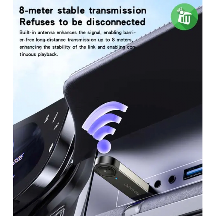 Yesido Ασύρματος FM Transmitter Αυτοκινήτου με Bluetooth - ΜΑΥΡΟ - YAU81