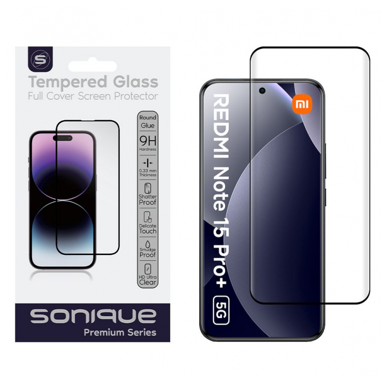 ERBORD Curvy Γυαλί προστασίας 9H Premium Full Cover Glass, 3D Curved 0.3MM για Xiaomi Redmi Note 15 Pro Plus 5G / Poco M8 Pro 5G - ΜΑΥΡΟ