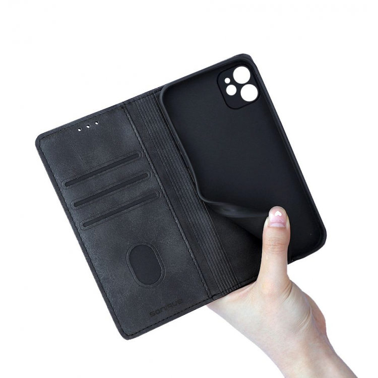 Θήκη Sonique Vintage Magnet Wallet FOLIO για Apple iPhone 11 6.1 - ΜΑΥΡΟ