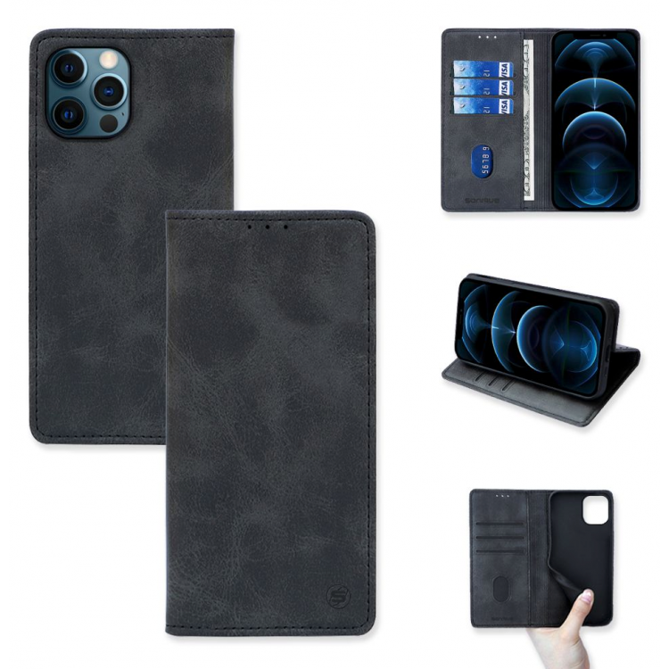 Θήκη Sonique Vintage Magnet Wallet FOLIO για Apple iPhone 12 PRO MAX - ΜΑΥΡΟ