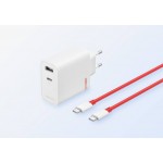 OnePlus OFFICIAL SUPERVOOC GaN γνησιος φορτιστης TYPE-C Wall Charger 80W EU, 7.3A, 1xUSB-A, 1xUSB-C, με γνήσιο καλώδιο USB-C - ΛΕΥΚΟ -  5461100597