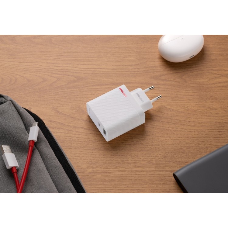 OnePlus OFFICIAL SUPERVOOC GaN γνησιος φορτιστης TYPE-C Wall Charger 80W EU, 7.3A, 1xUSB-A, 1xUSB-C, με γνήσιο καλώδιο USB-C - ΛΕΥΚΟ -  5461100597