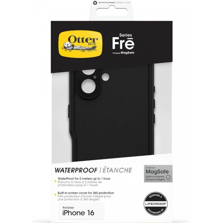 Θήκη OtterBox Lifeproof FRE MAGSAFE Αδιάβροχη Προστασίας για Apple iPHONE 16 6.1 2024 - Μαύρο - 77-96144