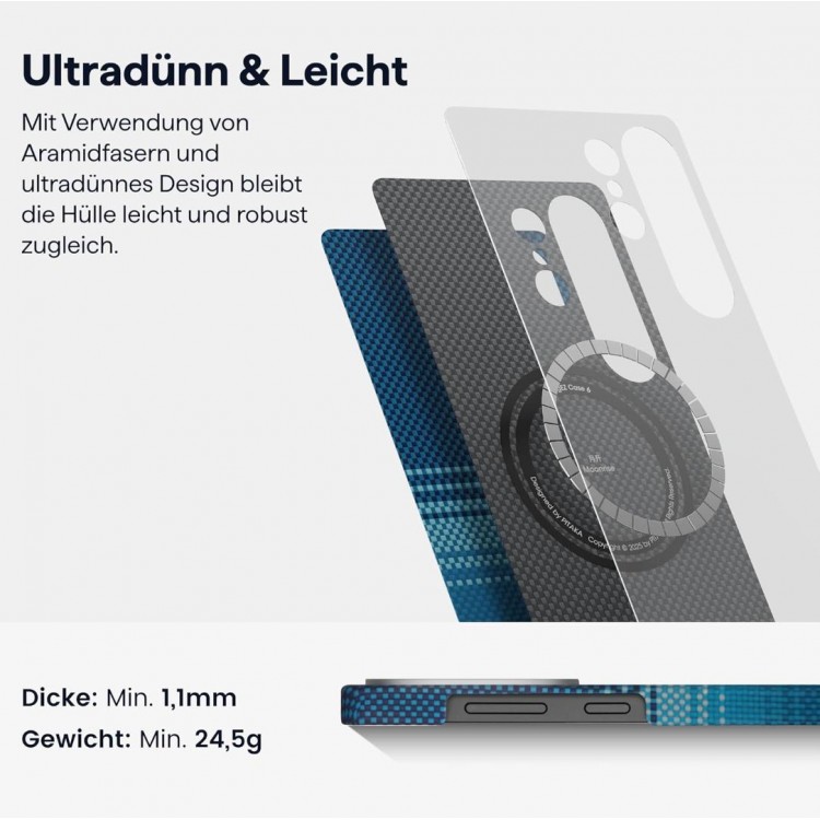 Θήκη Pitaka SE MagSafe ARAMID CARBON MagEZ 4 Tactile Woven για Samsung Galaxy S25 ULTRA 5G 2025 - Moonrise - KS2502U