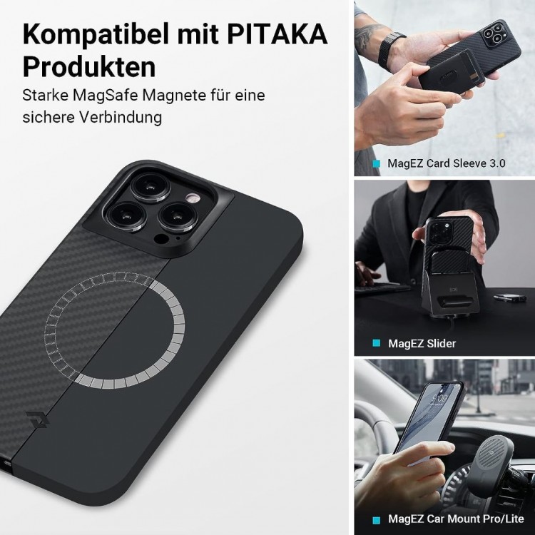 Θήκη Pitaka Aramid MagEZ 4 1500D 1.05mm CARBON FIBER για Apple iPhone 15 6.1 2023 - ΜΑΥΡΟ - KI1501