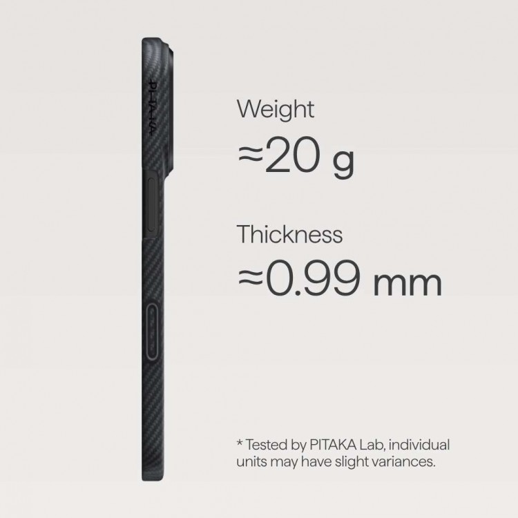 Θήκη Pitaka Ultra-Slim Weaving+ Aramid PitaTap Magsafe 1.00mm CARBON FIBER για Apple iPhone 17 PRO 6.3 2025 - Μαύρο/Γκρί - KI1701BP