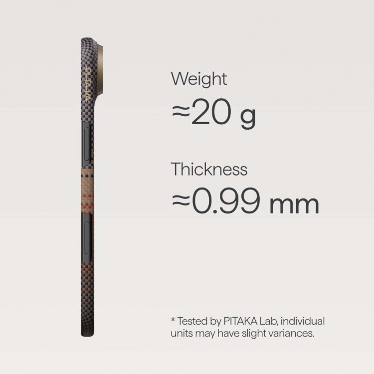 Θήκη Pitaka Ultra-Slim Weaving+ Aramid PitaTap Magsafe 1.00mm CARBON FIBER για Apple iPhone 17 Air 6.6 5G 2025 - SUNSET - KI1702SA
