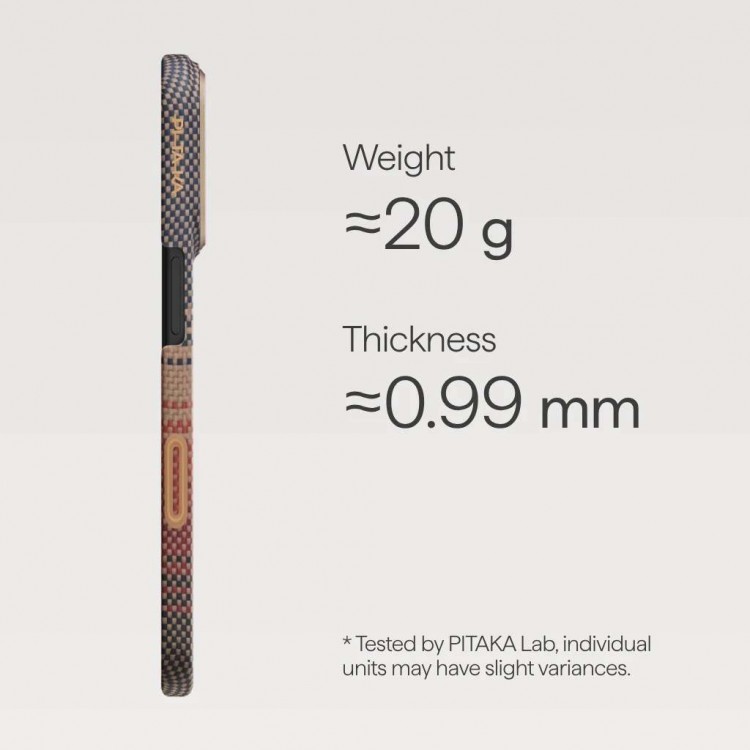 Θήκη Pitaka Ultra-Slim Weaving+ Aramid PitaTap Magsafe 1.00mm CARBON FIBER για Apple iPhone 17 PRO 6.3 2025 - SUNSET - KI1702SP