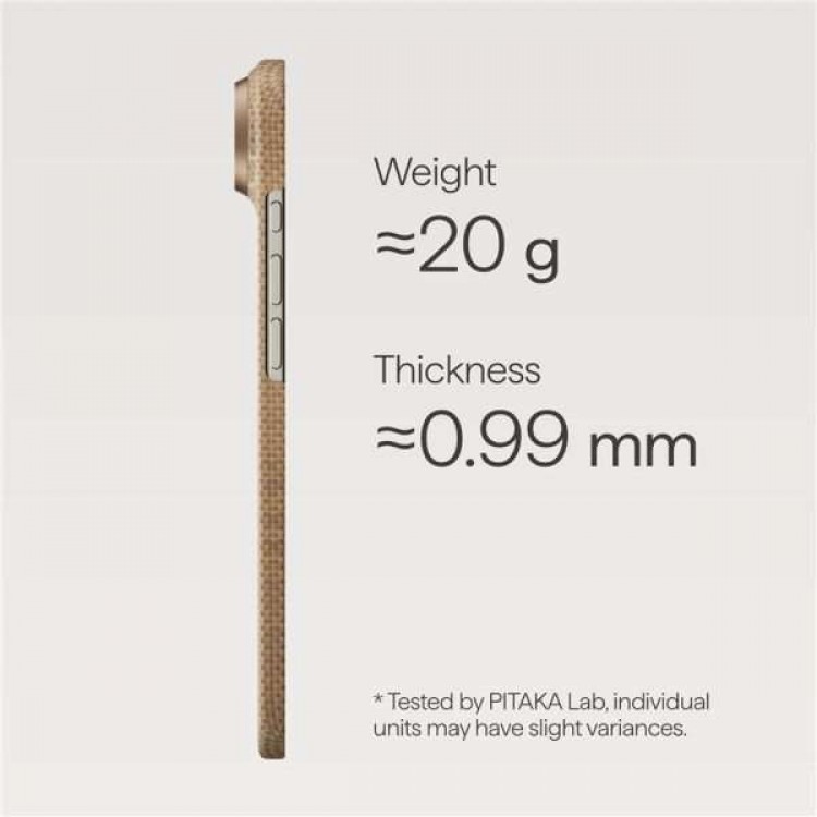 Θήκη Pitaka Ultra-Slim Weaving+ Aramid PitaTap Magsafe 1.00mm CARBON FIBER για Apple iPhone 17 AIR 6.6 5G 2025 - GOLDEN GLINT - KI1703AG