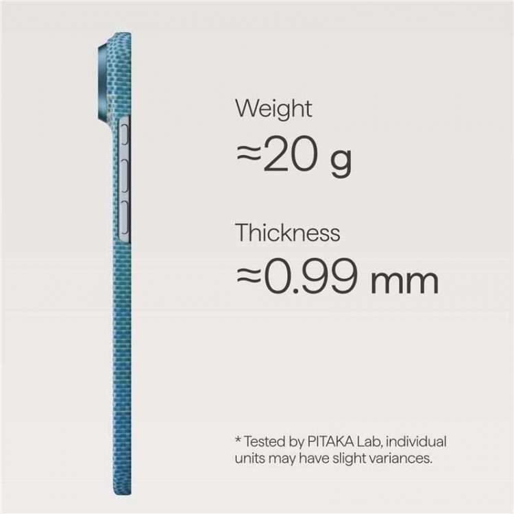 Θήκη Pitaka Ultra-Slim Weaving+ Aramid PitaTap Magsafe 1.00mm CARBON FIBER για Apple iPhone 17 AIR 6.6 5G 2025 - LUCID ΜΠΛΕ - KI1704AG