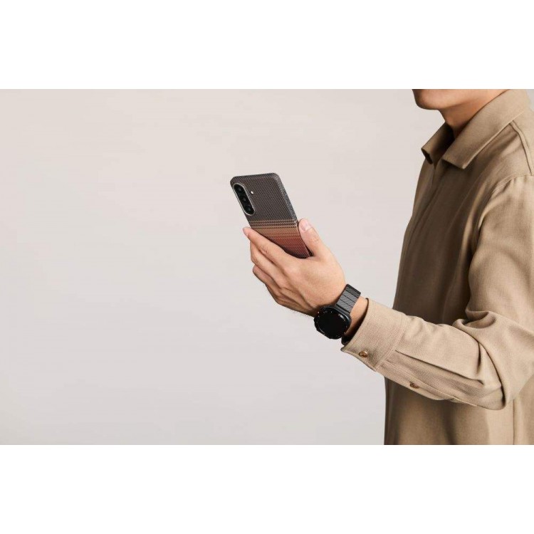 Θήκη Pitaka Edge MagSafe ARAMID CARBON MagEZ Tactile Woven για Samsung Galaxy S26 5G 2026 (Aaron Button) - SUNSET - KS2603