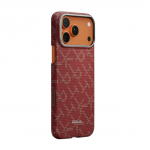 Θήκη Pitaka Ultra-Slim Weaving+ Aramid PitaTap Magsafe 1.00mm CARBON FIBER για Apple iPhone 17 PRO 6.3 2025 - Monogram-ΧΡΥΣΟ/Κόκκινο - KI1702PTK