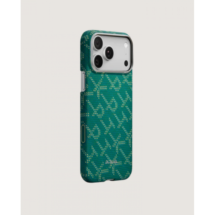 Θήκη Pitaka Ultra-Slim Weaving+ Aramid PitaTap Magsafe 1.00mm CARBON FIBER για Apple iPhone 17 PRO MAX 6.9 5G 2025 - Monogram-ΧΡΥΣΟ/Πράσινο - KI1701PTKP