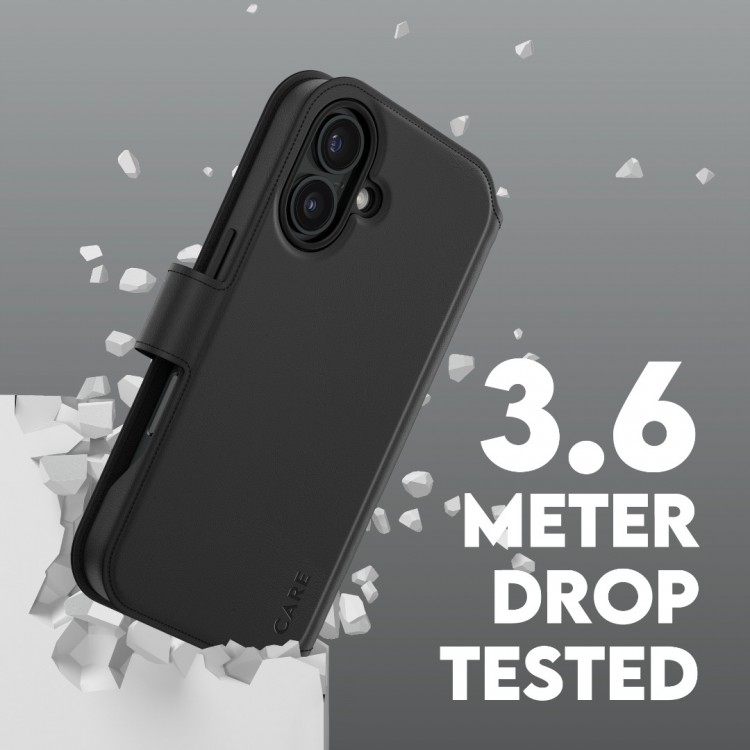 Θήκη PanzerGlass CARE BY PanzerGlass Tango 2-in-1 Δερμάτινο πορτοφόλι για APPLE iPhone 16 6.1 5G 2025 - ΜΑΥΡΟ - PG-1329