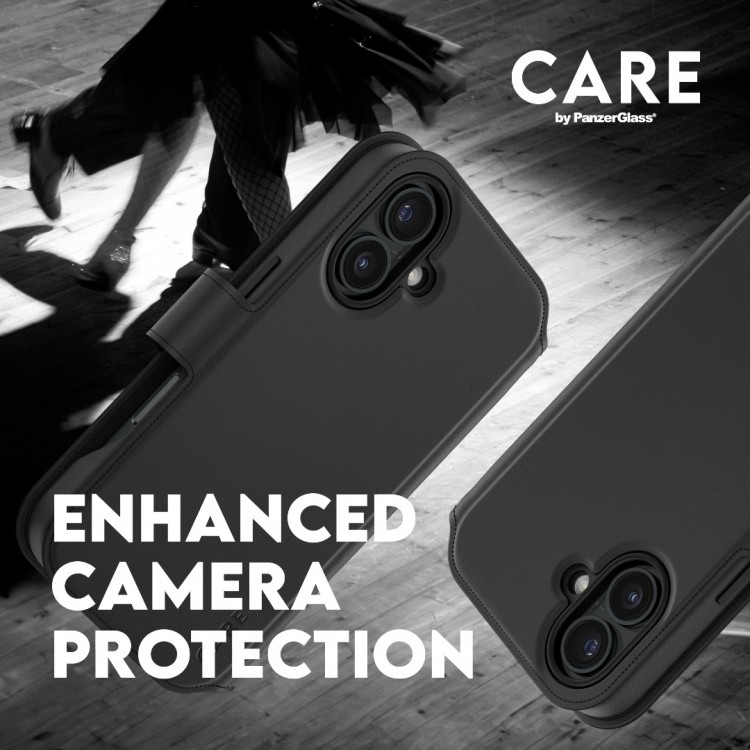 Θήκη PanzerGlass CARE BY PanzerGlass Tango 2-in-1 Δερμάτινο πορτοφόλι για APPLE iPhone 16 6.1 5G 2025 - ΜΑΥΡΟ - PG-1329