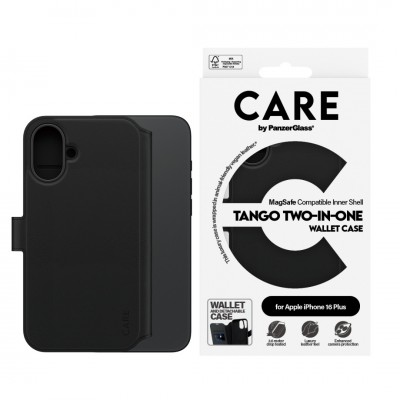 Θήκη PanzerGlass CARE BY PanzerGlass Tango 2-in-1 Δερμάτινο πορτοφόλι για APPLE iPhone 16 Plus 6.7 5G 2025 - ΜΑΥΡΟ - PG-1331