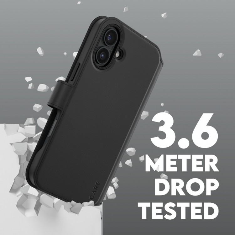 Θήκη PanzerGlass CARE BY PanzerGlass Tango 2-in-1 Δερμάτινο πορτοφόλι για APPLE iPhone 16 Plus 6.7 5G 2025 - ΜΑΥΡΟ - PG-1331