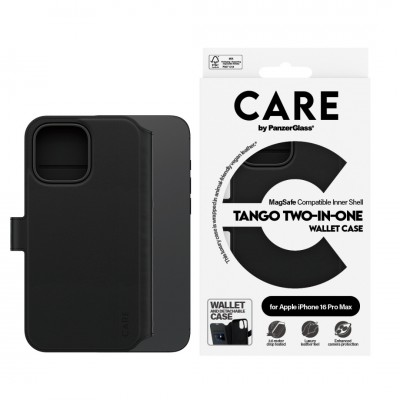 Θήκη PanzerGlass CARE BY PanzerGlass Tango 2-in-1 Δερμάτινο πορτοφόλι για APPLE iPhone 16 Pro Max 6.9 5G 2025 - ΜΑΥΡΟ - PG-1332