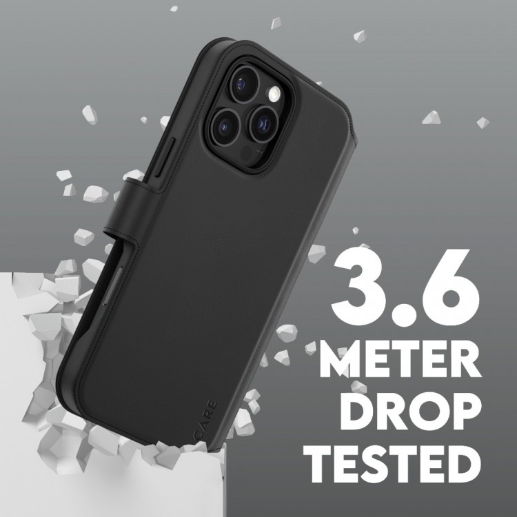 Θήκη PanzerGlass CARE BY PanzerGlass Tango 2-in-1 Δερμάτινο πορτοφόλι για APPLE iPhone 16 Pro Max 6.9 5G 2025 - ΜΑΥΡΟ - PG-1332
