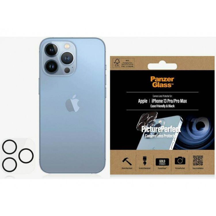 PANZERGLASS Γυαλί προστασίας PicturePerfect CAMERA LENS protector για Apple IPHONE 13 PRO / 13 PRO MAX - ΜΑΥΡΟ - PG-0384