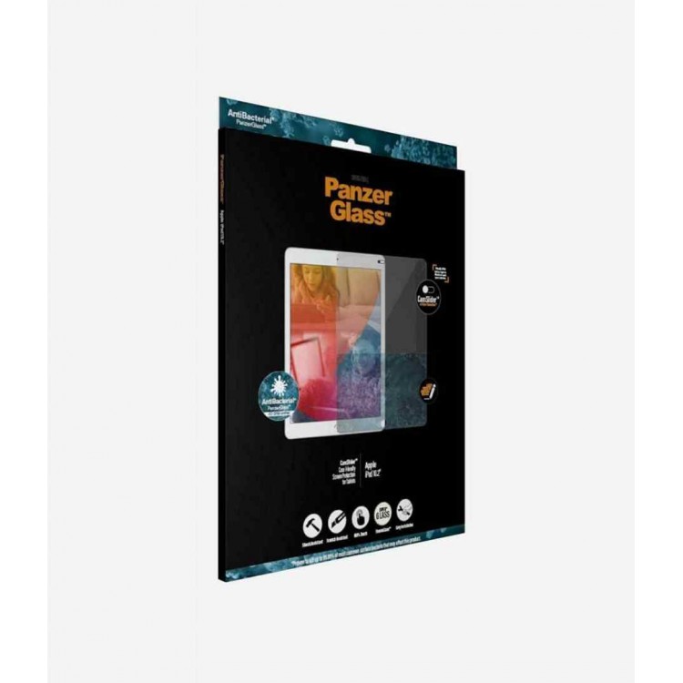 PanzerGlass CamSlider CF Αντιβακτηριδιακό Γυαλί προστασίας Fullcover 3D 0.3MM για Apple iPad 10.2" 2019/2020/2021 - ΔΙΑΦΑΝΟ - PG-2729