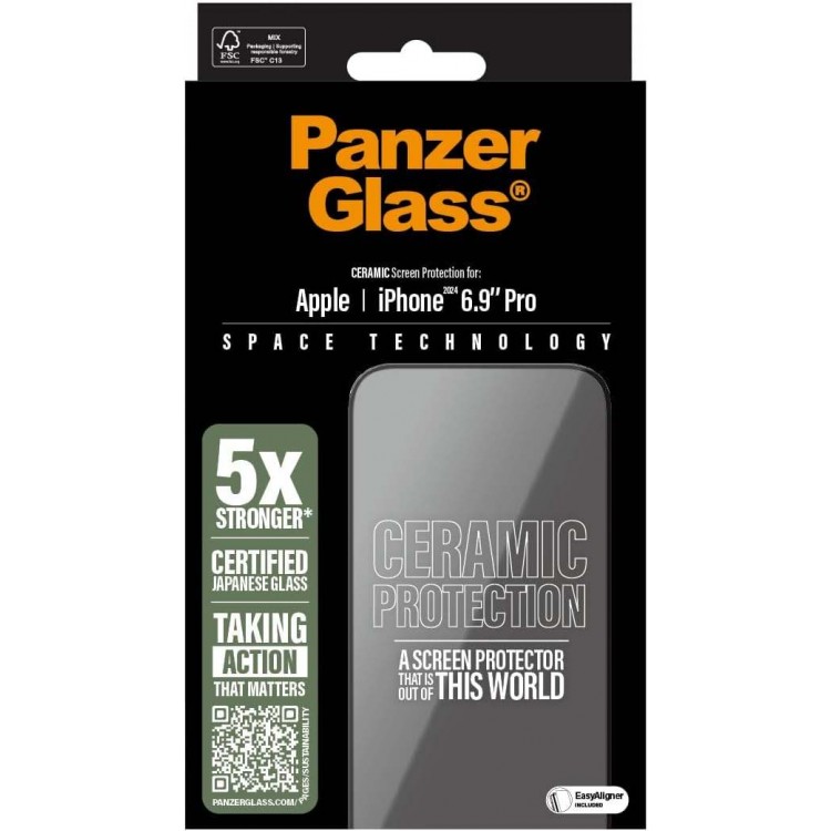 PanzerGlass Γυαλί προστασίας Fullcover Ceramic 5X Protection ULTRA Wide Fit Case Friendly 0.3MM για Apple iPhone 16 PRO Max 6.9 2024 - PG-2856