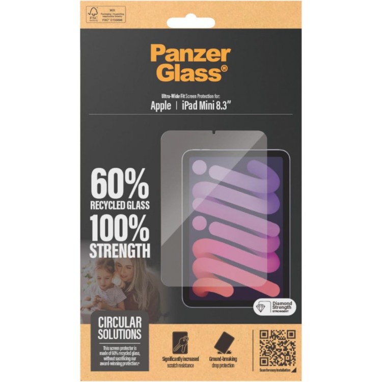PanzerGlass Γυαλί προστασίας Ultra-Wide Fit για Apple iPad Mini 8.3 (2024/21 - 6/7 ΓΕΝΙΑΣ) - ΔΙΑΦΑΝΟ - PG-2842 