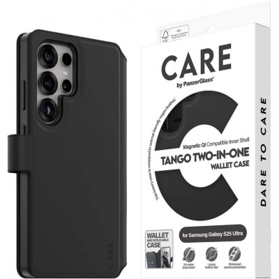 Θήκη PanzerGlass CARE BY PanzerGlass Tango 2-in-1 Δερμάτινο πορτοφόλι για Samsung Galaxy S25 Ultra 5G 2025 - ΜΑΥΡΟ - CRRFTWLG38488