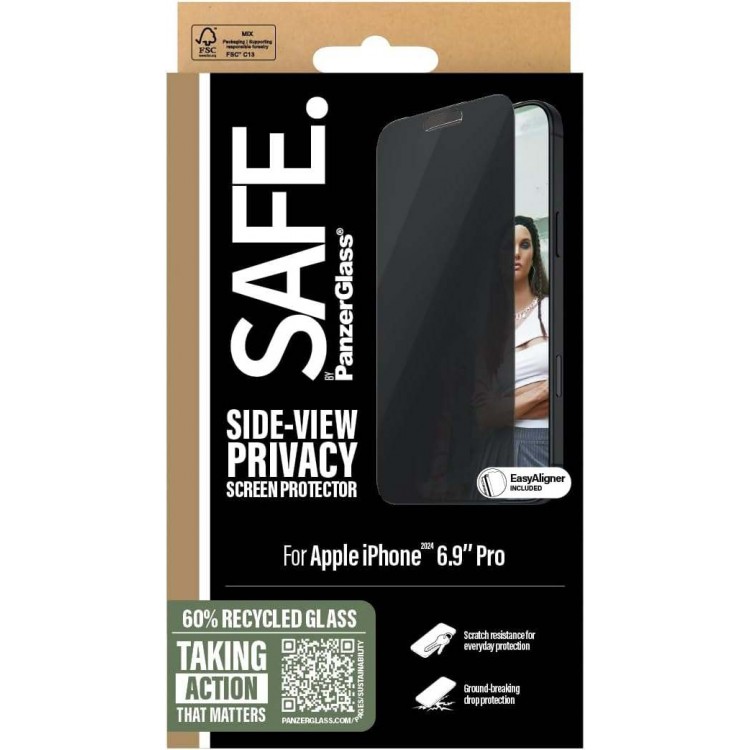 PanzerGlass Γυαλί προστασίας Privacy SAFE. Case Friendly 0.3MM για Apple iPhone 16 PRO Max 6.9 2024 - PG-SAFEP95878