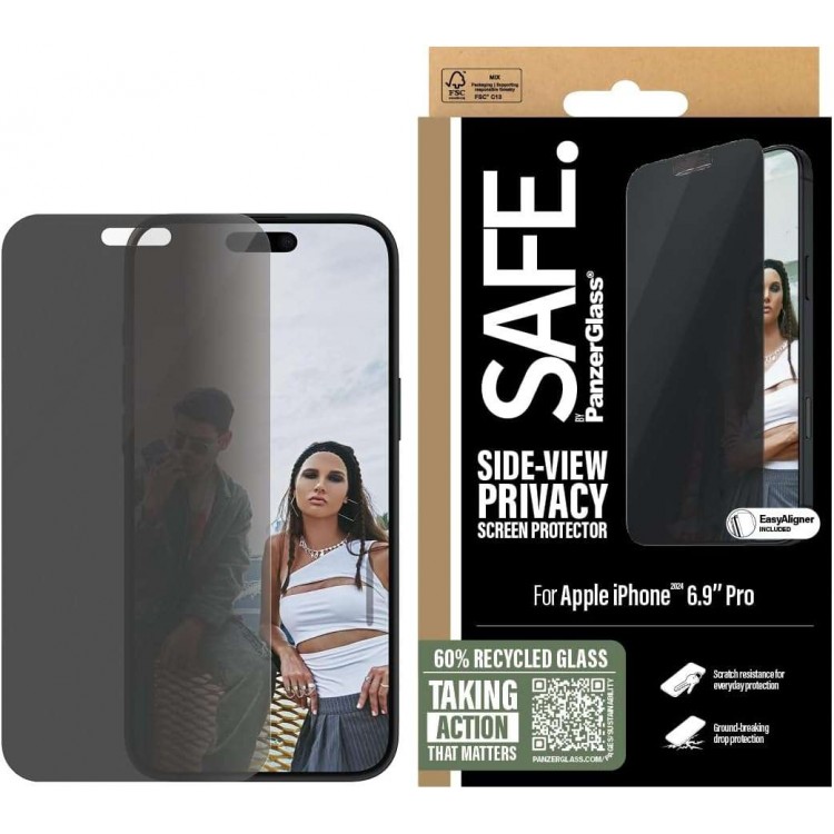 PanzerGlass Γυαλί προστασίας Privacy SAFE. Case Friendly 0.3MM για Apple iPhone 16 PRO Max 6.9 2024 - PG-SAFEP95878