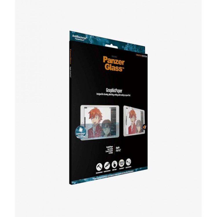 PanzerGlass GraphicPaper Anti-Bacterial προστασία Οθόνης Paper Feel Glass Fullcover για Apple iPad 10.2 (2019/20/21) - ΔΙΑΦΑΝΟ - PG-2733