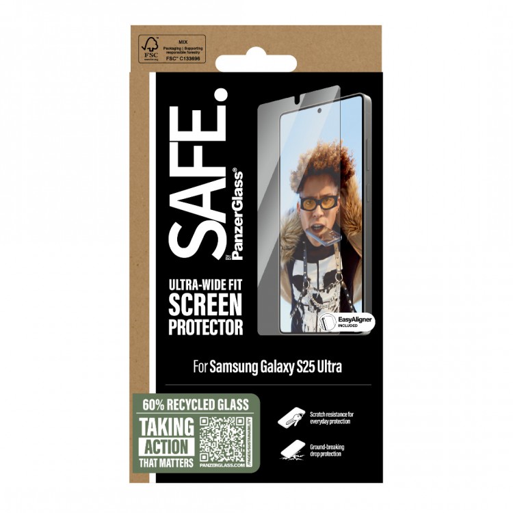 PanzerGlass Γυαλί προστασίας SAFE. Case Friendly 0.3MM Ultra-Wide Fit w. EasyAligner για SAMSUNG GALAXY S25 ULTRA 5G 2025 - PG-SARNUWFG38488