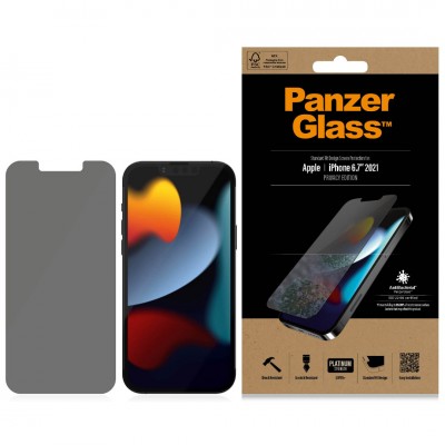 PanzerGlass Γυαλί προστασίας Fullcover Privacy "Edge-to-Edge" Case Friendly SUPER + Antibacterial 0.3MM για Apple iPhone 13 PRO MAX 6.7 - ΜΑΥΡΟ - P2743