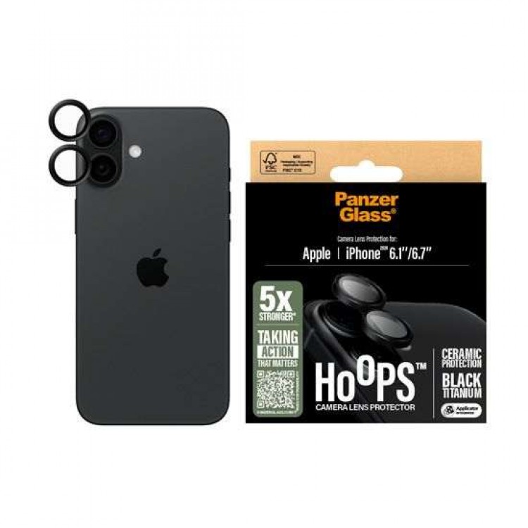 PANZERGLASS Δακτυλίδια προστασίας CAMERA protection HoopS Ceramic Optic Rings για Apple IPHONE 16 6.1 2024 /16 PLUS 6.7 2024 - ΜΑΥΡΟ - PG-1281