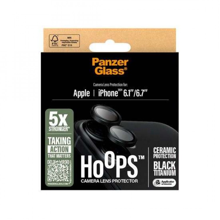 PANZERGLASS Δακτυλίδια προστασίας CAMERA protection HoopS Ceramic Optic Rings για Apple IPHONE 16 6.1 2024 /16 PLUS 6.7 2024 - ΜΑΥΡΟ - PG-1281