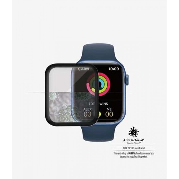 PanzerGlass Γυαλι προστασίας Antibakt 0.3MM Curved Edges για APPLE WATCH series 7 - 45MM - ΔΙΑΦΑΝΟ/ΜΑΥΡΟ - PG-2019