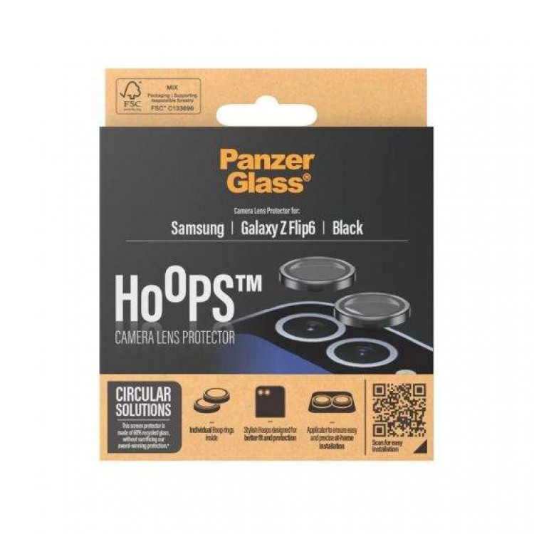 PANZERGLASS Δακτυλίδια προστασίας CAMERA Lens protection HoopS Optic Rings για Samsung GALAXY Galaxy Z Flip 6 2024 - ΜΑΥΡΟ - PG-7372