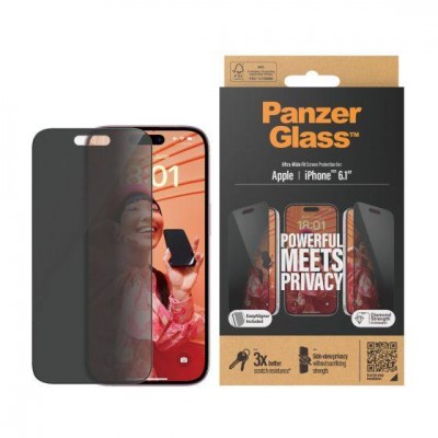 PanzerGlass Γυαλί προστασίας Fullcover Privacy Ultra-Wide Fit Case Friendly 0.3MM για Apple iPhone 15 6.1 2023 - PG-P2809