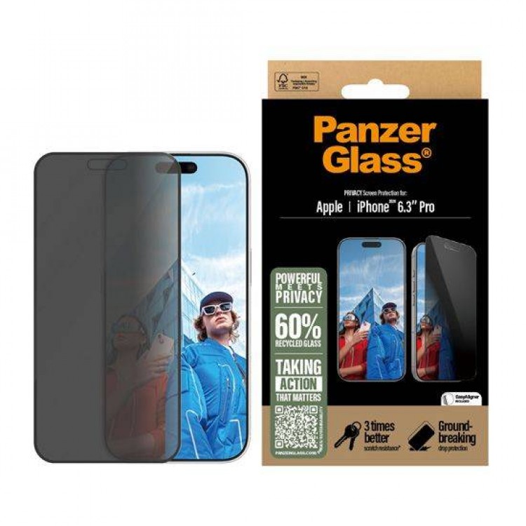 PanzerGlass Γυαλί προστασίας Fullcover Privacy Ultra-Wide Fit Case Friendly 0.3MM για Apple iPhone 16 PRO 6.3 2024 - PG-P2862