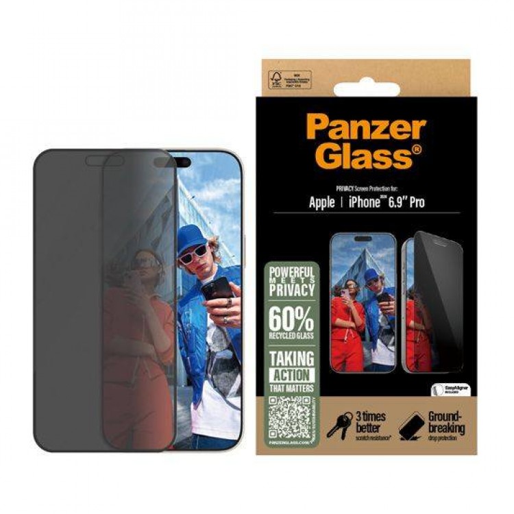 PanzerGlass Γυαλί προστασίας Fullcover Privacy Ultra-Wide Fit Case Friendly 0.3MM για Apple iPhone 16 PRO Max 6.9 2024 - PG-P2864