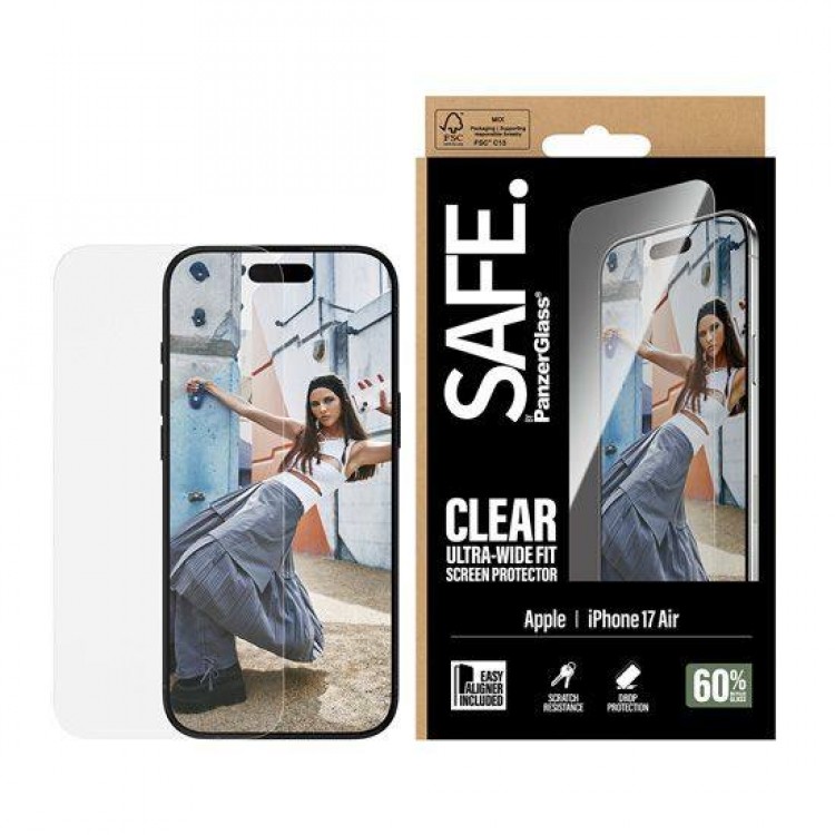 PanzerGlass Γυαλί προστασίας SAFE. Case Friendly 0.3MM Ultra-Wide Fit w. EasyAligner για Apple iPhone 17 AIR 6.6 2025 - PG-SA92447