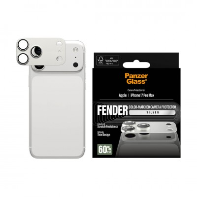 PANZERGLASS Γυαλί προστασίας FENDER CAMERA Aluminum LENS protector για Apple iPhone 17 Pro MAX 6.9 5G 2025 - ΑΣΗΜΙ - PG-PG12980