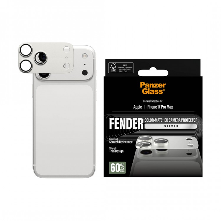 PANZERGLASS Γυαλί προστασίας FENDER CAMERA Aluminum LENS protector για Apple iPhone 17 Pro MAX 6.9 5G 2025 - ΑΣΗΜΙ - PG-PG12980