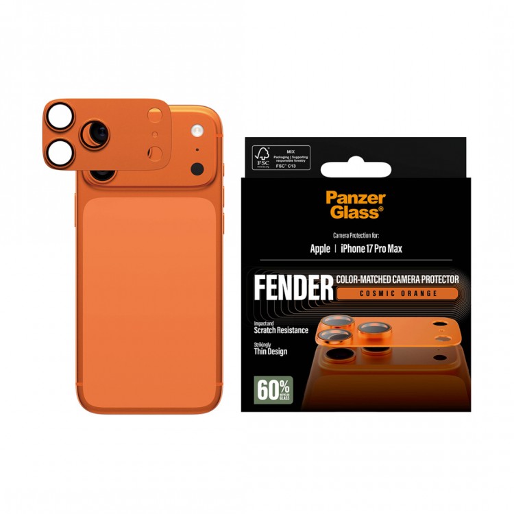 PANZERGLASS Γυαλί προστασίας FENDER CAMERA Aluminum LENS protector για Apple iPhone 17 Pro MAX 6.9 5G 2025 - Cosmic ΠΟΡΤΟΚΑΛΙ - PG-PG58205